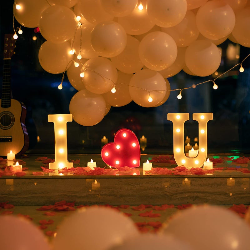GPUSFAK I Love U Marquee Light Up Letters - LED Letter Number Light Sign Decoration for Birthday Home Table Decor White - Image 4