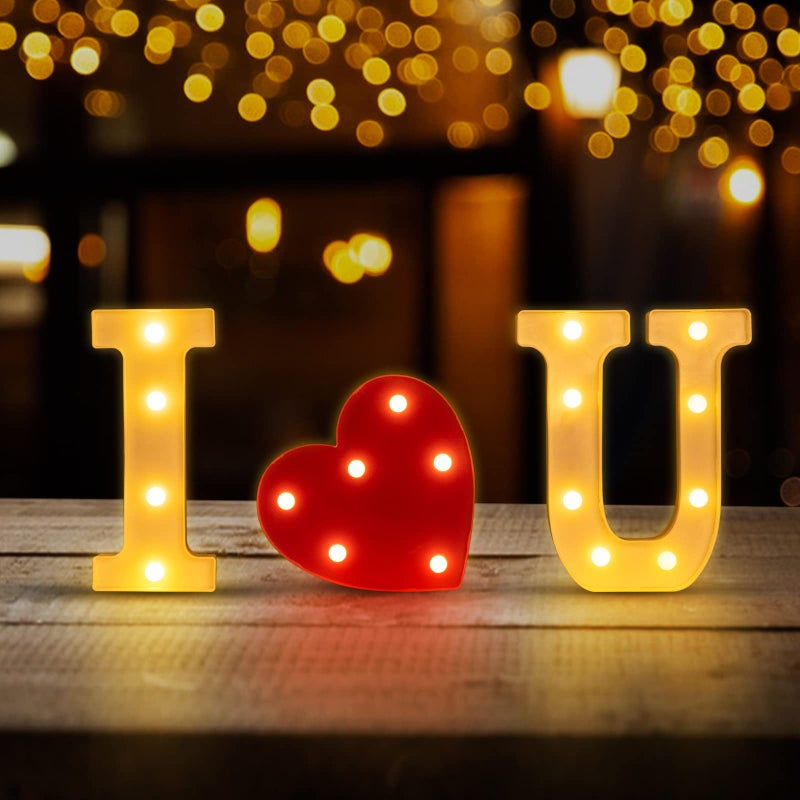 GPUSFAK I Love U Marquee Light Up Letters - LED Letter Number Light Sign Decoration for Birthday Home Table Decor White - Image 2