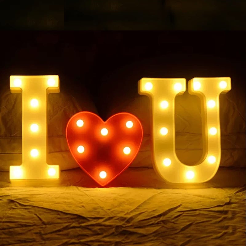 GPUSFAK I Love U Marquee Light Up Letters - LED Letter Number Light Sign Decoration for Birthday Home Table Decor White - Image 1