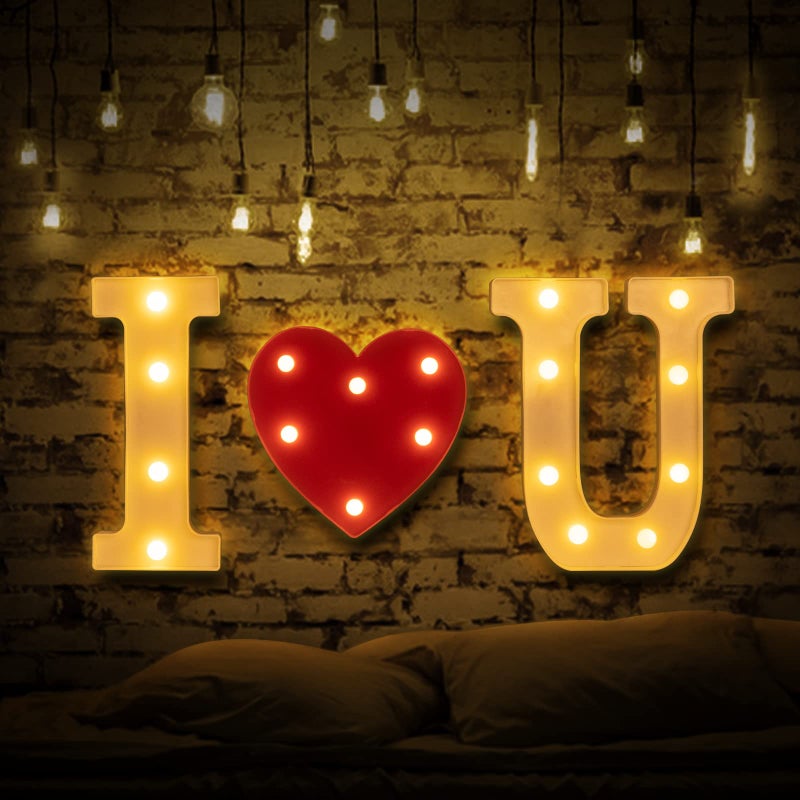 GPUSFAK I Love U Marquee Light Up Letters - LED Letter Number Light Sign Decoration for Birthday Home Table Decor White - Image 5