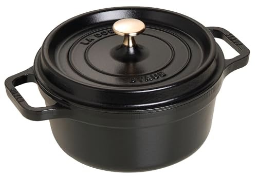 STAUB Cast Iron Roaster/Cocotte, Round, 22 cm, 2.6 L, Black - Image 1