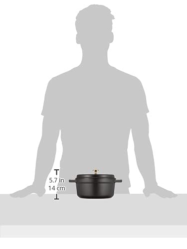 STAUB Cast Iron Roaster/Cocotte, Round, 22 cm, 2.6 L, Black - Image 3