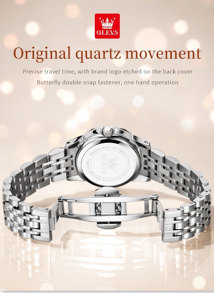 OLEVS Women's Quartz Watch Rhombus-Cut Mirror Design, Stainless Steel, Waterproof, Luminous, Elegant Top Brand Ladies Wristwatch - Image 4