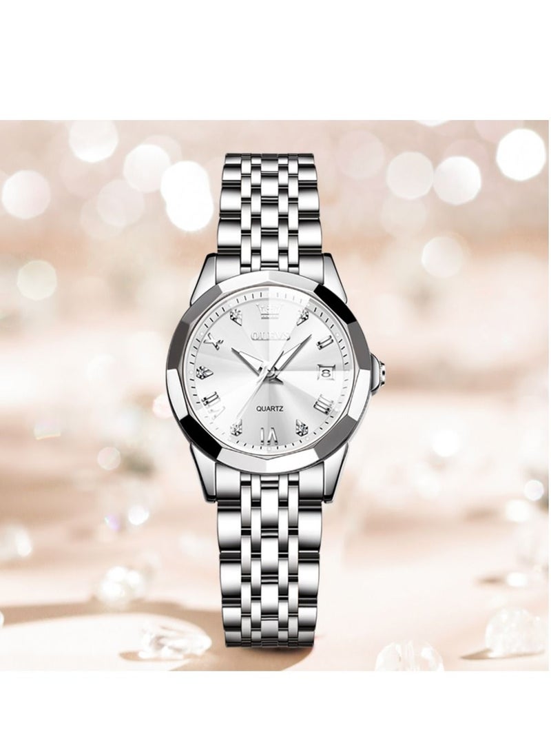 OLEVS Top Brand Women's Watches Elegant Rhombus Mirror Original Quartz Ladies Wristwatch Stainless Steel Waterproof Luminous New  - Image 1