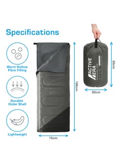 ACTIVE ERA Era Premium Envelope Sleeping Bag For Adults And Kids, Lightweight & Warm For Traveling, Camping, Hiking, Indoor & Outdoor Activities - Rectangle, 190 X 75 Cm - Black  - Image 5