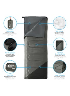 ACTIVE ERA Era Premium Envelope Sleeping Bag For Adults And Kids, Lightweight & Warm For Traveling, Camping, Hiking, Indoor & Outdoor Activities - Rectangle, 190 X 75 Cm - Black  - Image 2