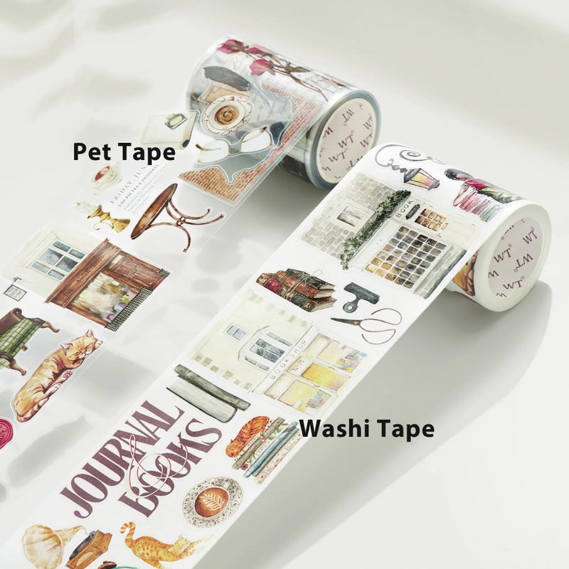 WT Pre-Cut Cats and Books Wide PET Tape, One Roll 5 Meters, Decorative Cute PET Tape for Bible Journaling, Bullet Journal Supplies,Scrapbooking Supplies,Planners, Party Decorations - Image 3