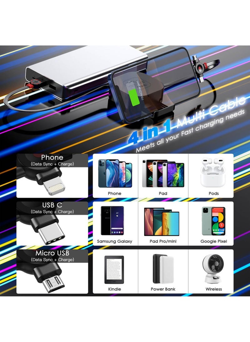 Beauenty Multi Charging Cable, Retractable Multi Charging Cord 3 in 1 Fast Charger Cord, Multi Charging Adapter and Mobile Phone Holder - Image 2
