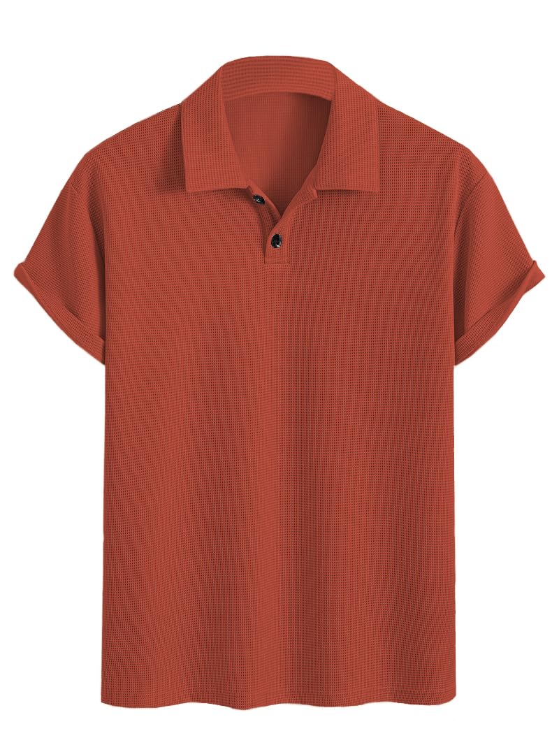 TAGDO® Premium Waffle Knit T-Shirt || Tshirt for Man || Mens Tshirt (Button-Waffle-2018-Rust-XXL) - Image 4