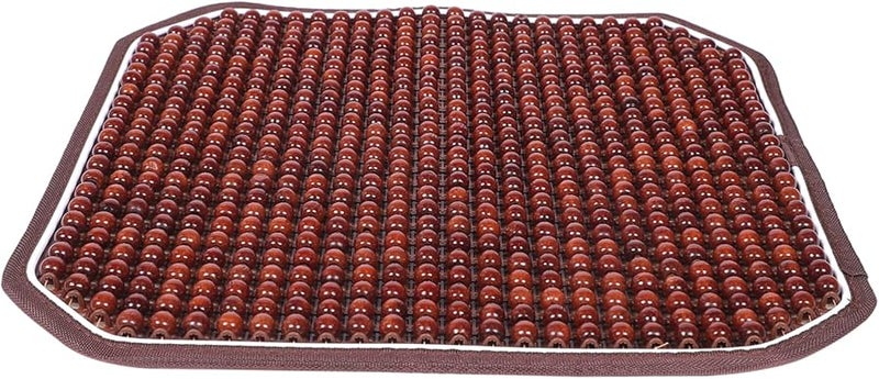 Orange Wooden Bead Seat Cushion Breathable Office Chair Pad For Car Cooling Summer Patio - Image 1