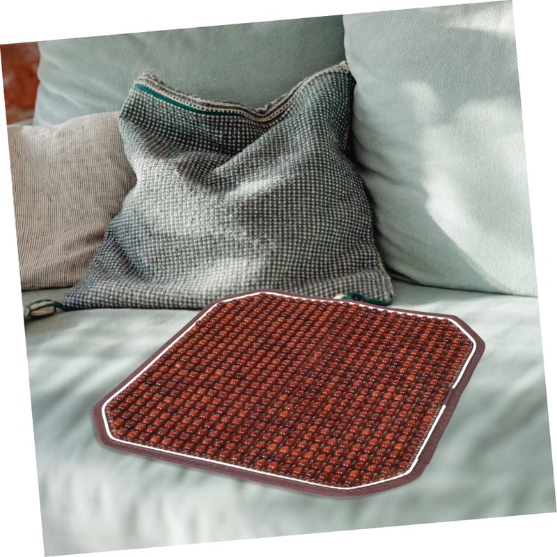 Orange Wooden Bead Seat Cushion Breathable Office Chair Pad For Car Cooling Summer Patio - Image 5