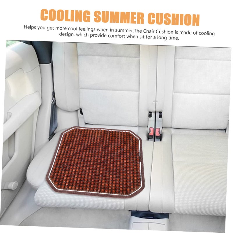Orange Wooden Bead Seat Cushion Breathable Office Chair Pad For Car Cooling Summer Patio - Image 4