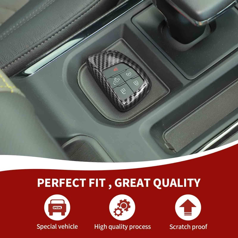 RAZPOY for Silverado Key Fob Cover, Key Case Shell Holder Protector Compatible with 2022-2023 Chevy Silverado & Suburban Carbon Fiber Accessories - Image 2