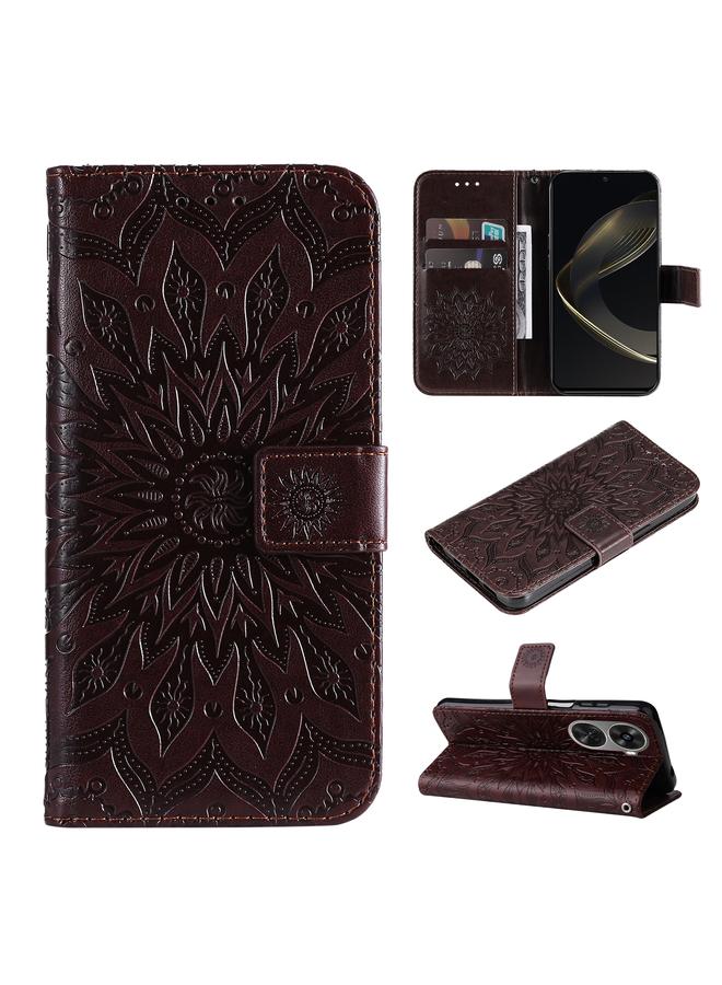 S-TOP Case For Huawei nova 12 SE / nova 11 SE Embossed Sunflower Pattern Flip Leather Phone Case - Image 1