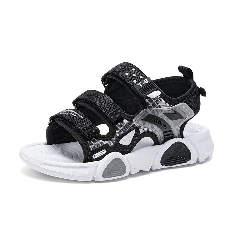 New Boys Velcro Sandals 2024 Non-Slip Soft Sole Large Children'S Sports Beach Shoes - Image 1