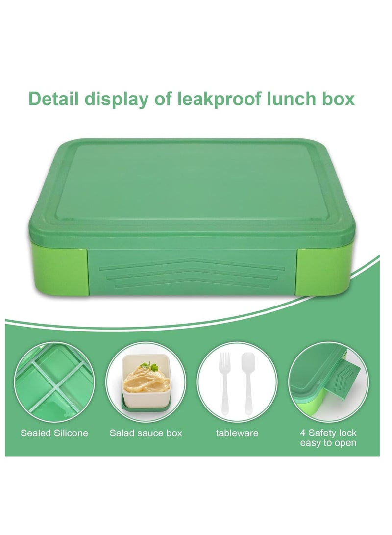 Lunch Box for Kid School,Children's Lunch Box with Compartments, Bento Box Children, Leak-proof Lunch Box for Girls and Boys, Snack Box, Perfect for School, Nursery & Trips (Green) - Image 2