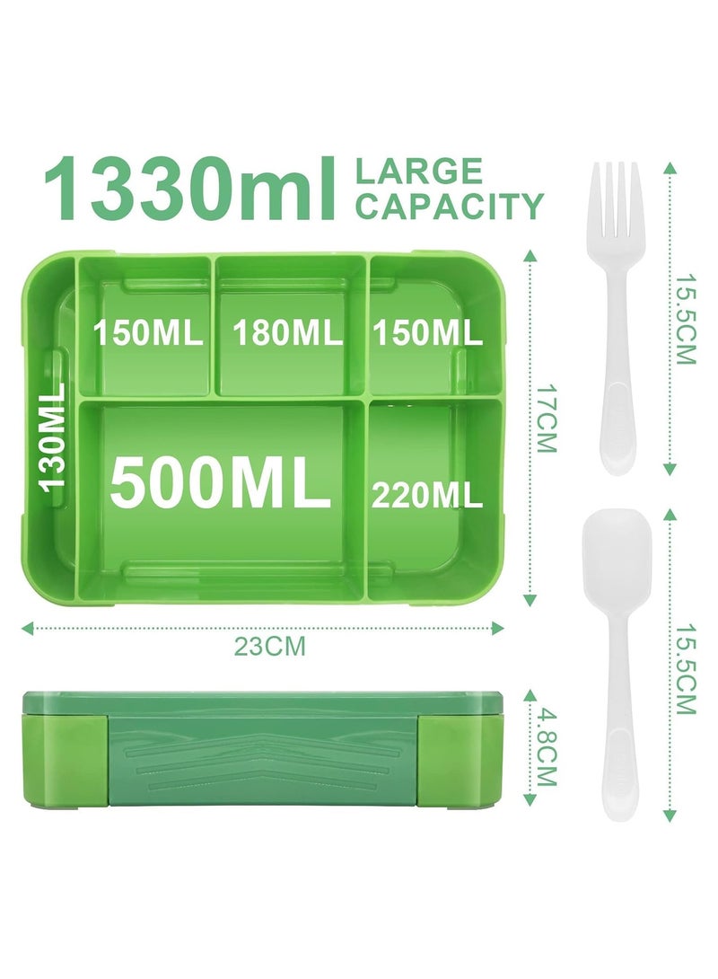 Lunch Box for Kid School,Children's Lunch Box with Compartments, Bento Box Children, Leak-proof Lunch Box for Girls and Boys, Snack Box, Perfect for School, Nursery & Trips (Green) - Image 3