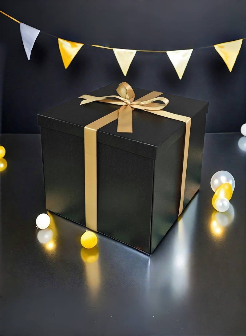 صندوق هدايا كبير 30x30x25cm ، صناديق هدايا سوداء للهدايا ، صندوق عيد ميلاد ، صندوق هدايا ، للتعبئة والتغليف ، عيد الحب ، عيد الأم ، عيد الميلاد ، الذكرى السنوية. - Image 5