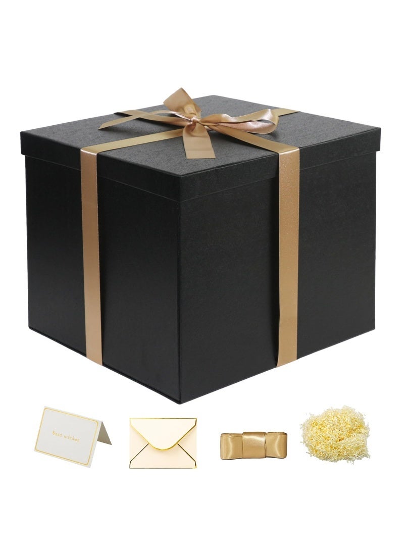 صندوق هدايا كبير 30x30x25cm ، صناديق هدايا سوداء للهدايا ، صندوق عيد ميلاد ، صندوق هدايا ، للتعبئة والتغليف ، عيد الحب ، عيد الأم ، عيد الميلاد ، الذكرى السنوية. - Image 1