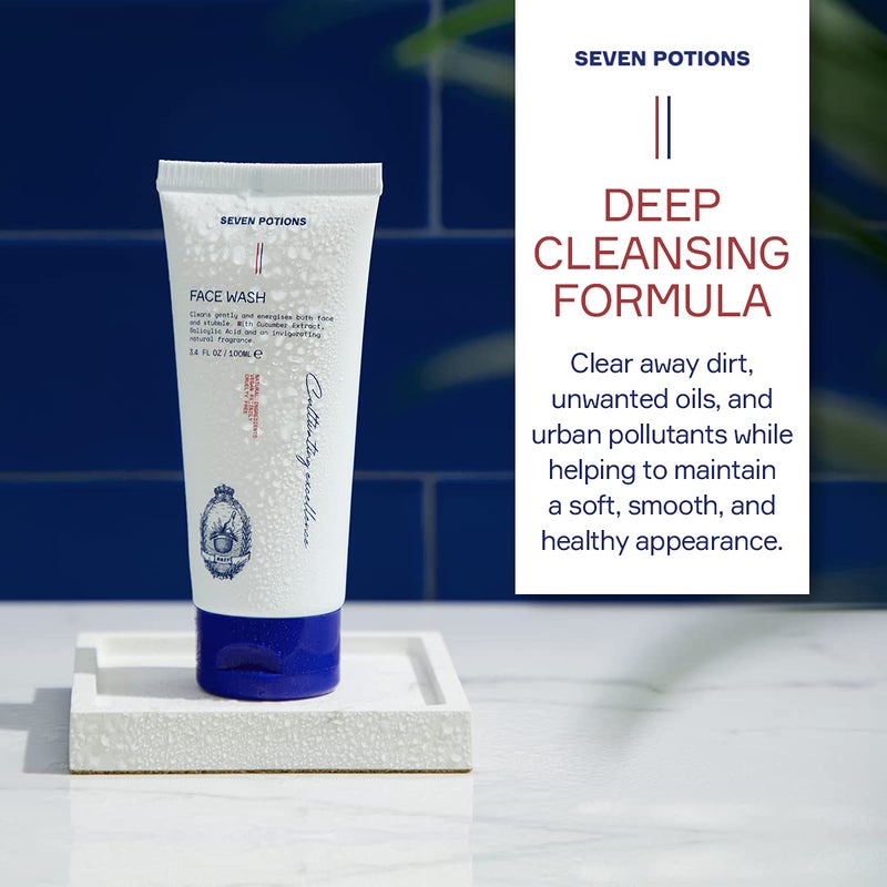SEVEN POTIONS Face Wash for Men 3.4 FL OZ â€“ Gentle Facial Cleanser For All Skin Types â€“ Maintain Skinâ€™s Moisture, Hydration, Healthy Appearance â€“ Natural, Vegan, Cruelty Free - Image 2