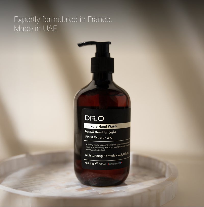 DR.O Premium Antibacterial Hand Wash | FLORAL EXTRAIT | 500ml | Liquid Soap Enriched With Natural Moisturizers  | pH-Balanced Hydrating Formula Cleanses & Softens Skin | French Formulation & UAE Made - Image 3
