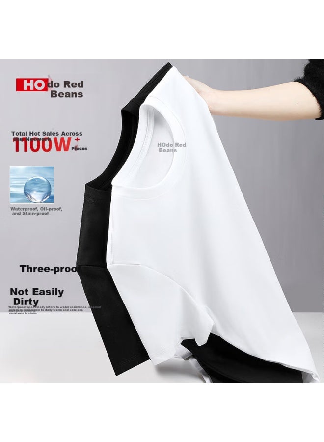 Hodo men's Summer Round Neck Pure White Short Sleeve T-shirt Base Shirt Xinjiang Long-staple Cotton - Image 5