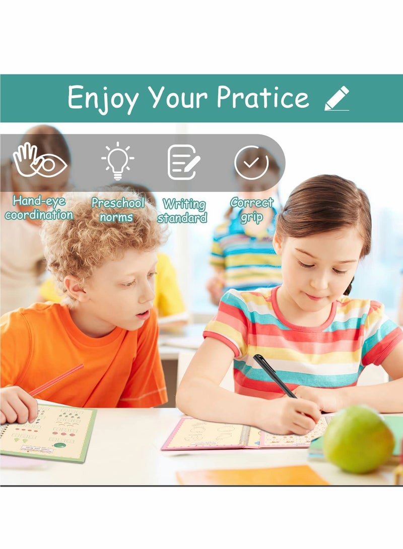 Practice Copybook Handwriting Copybook Set with Magic Pens English Magic Calligraphy Copybook Set Practical Writing Paste Board for Kids Writing Exercise Book for Preschoolers - Image 4