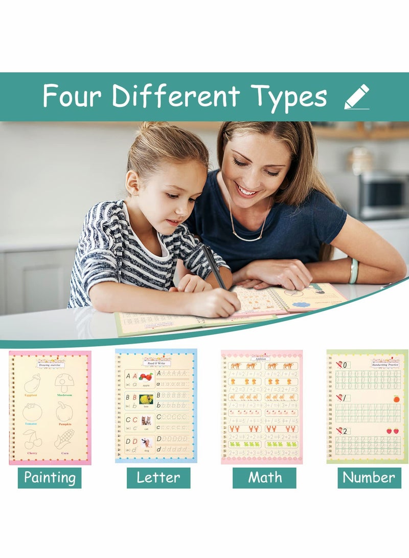 Practice Copybook Handwriting Copybook Set with Magic Pens English Magic Calligraphy Copybook Set Practical Writing Paste Board for Kids Writing Exercise Book for Preschoolers - Image 5