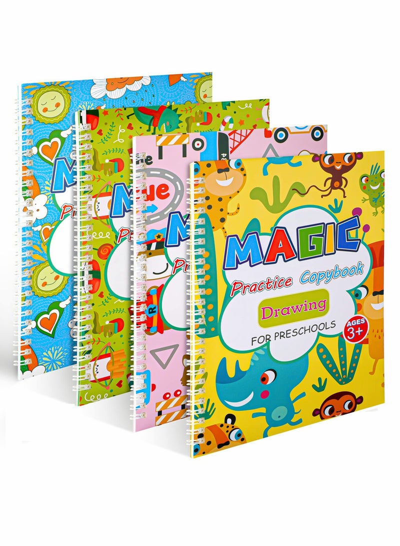 Practice Copybook Handwriting Copybook Set with Magic Pens English Magic Calligraphy Copybook Set Practical Writing Paste Board for Kids Writing Exercise Book for Preschoolers - Image 1