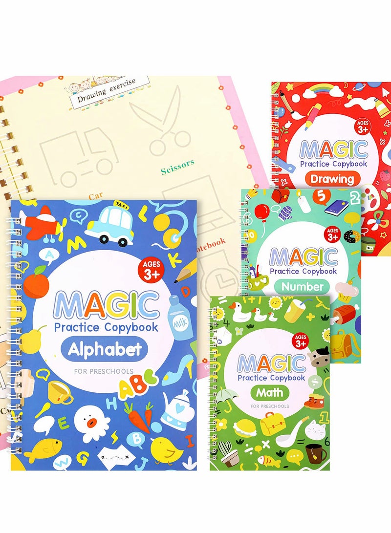 Practice Copybook Handwriting Copybook Set with Magic Pens English Magic Calligraphy Copybook Set Practical Writing Paste Board for Kids Writing Exercise Book for Preschoolers - Image 2