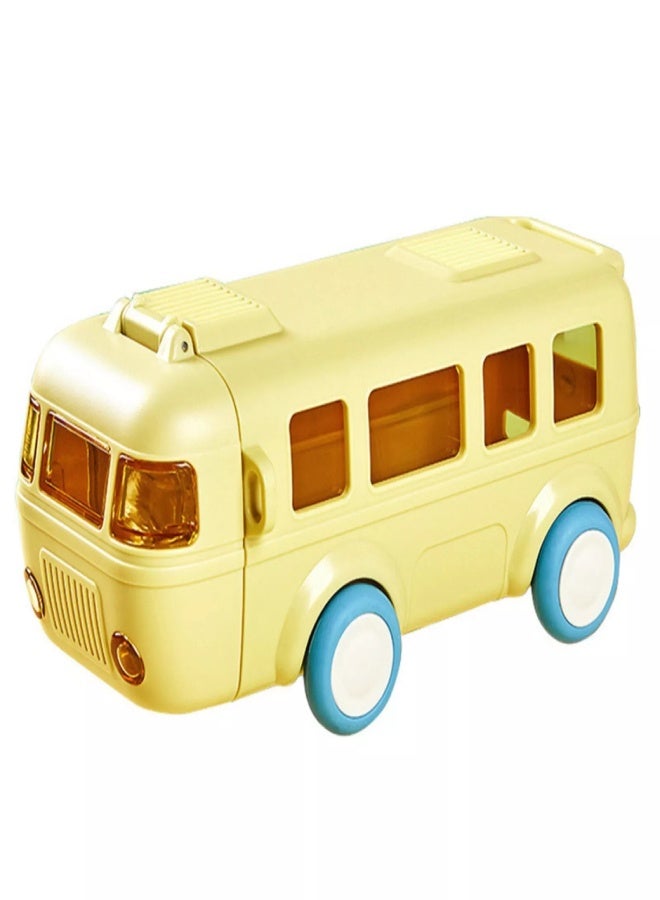AROAQ School Bus Water Bottle With Wheels，With Shoulder Strap Children'S Small Car Straw Water Cup 500ml (Yellow) - Image 2