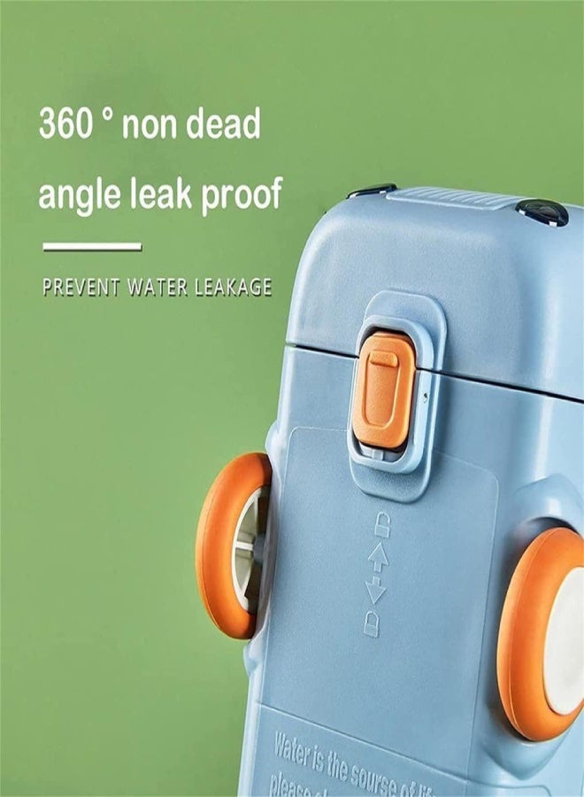 AROAQ School Bus Water Bottle With Wheels，With Shoulder Strap Children'S Small Car Straw Water Cup 500ml (Yellow) - Image 5