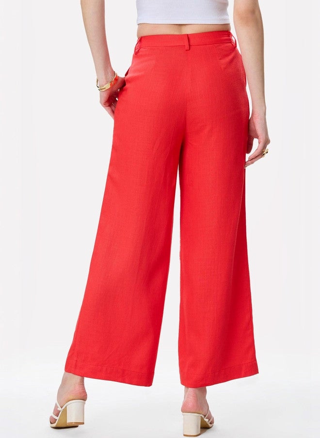 Virgio Women Solid Cotton Regular Straight Fit Trousers - Image 4