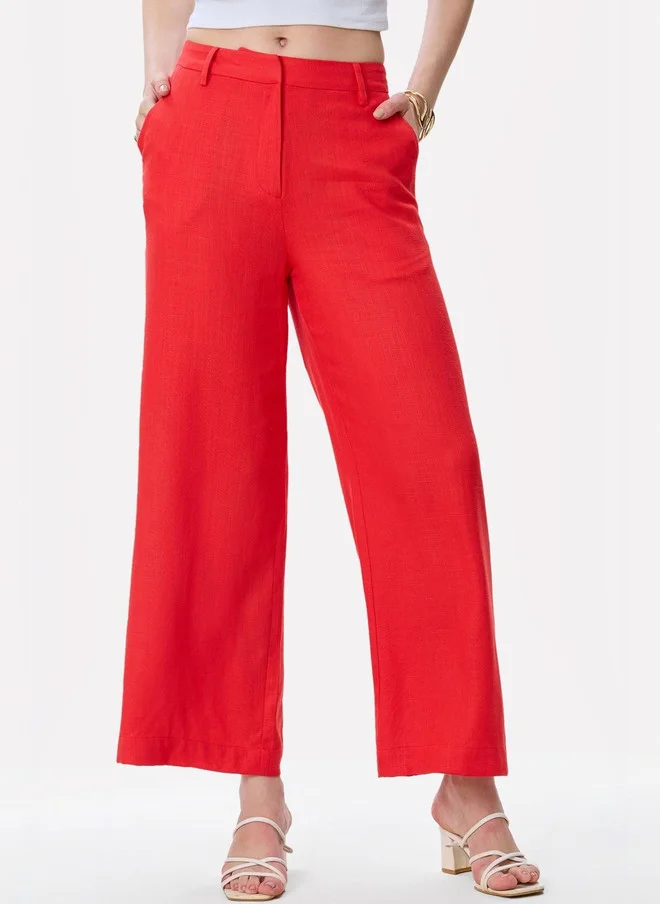 فيرجيو Virgio Women Solid Cotton Regular Straight Fit Trousers