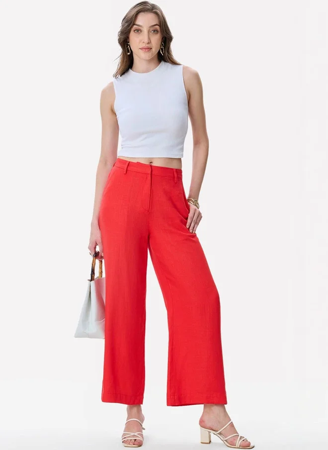 فيرجيو Virgio Women Solid Cotton Regular Straight Fit Trousers