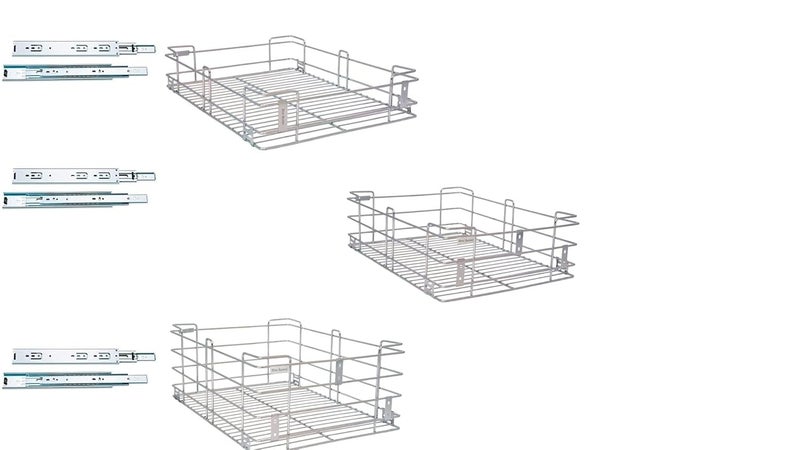 PN BASKET PN BASKET 202 Stainless Steel Modular Kitchen Basket Multipurpose Utensils Basket Wired Size 468 Plain set of 3 14 Inch Width20 Inch Depth Silver  - Image 1
