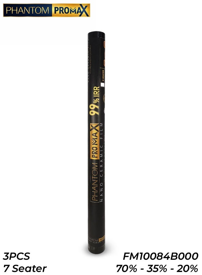 فانتوم فيلم تظليل زجاج السيارات بتقنية النانو سيراميك، يحجب 99% من الأشعة تحت الحمراء، ويحمي من الحرارة والأشعة فوق البنفسجية، ويوفر الخصوصية، مناسب للسيارات ذات 7 مقاعد - FM10084BOOO - Image 1