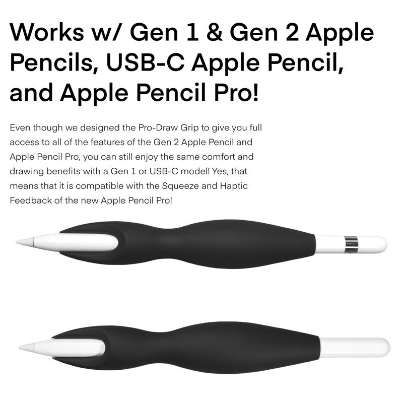 Pro-Draw The Grip for Apple Pencil Pro, 1st /2nd Gen Apple Pencil, and USB-C model // More Comfort. Better Control. - Image 4