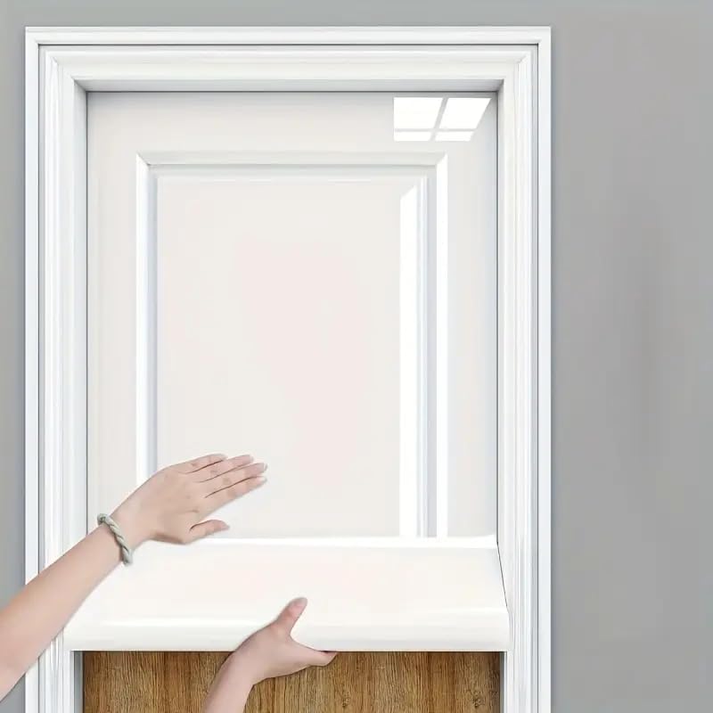 LIVECOOL Wall Paper Self-Adhesive Door Stickers for Renovating Old Doors, Waterproof,Oil Proof,PVC Vinyl DIY Decorative Wallpaper. (White Glossy, 30 x 121 cm) - Image 1