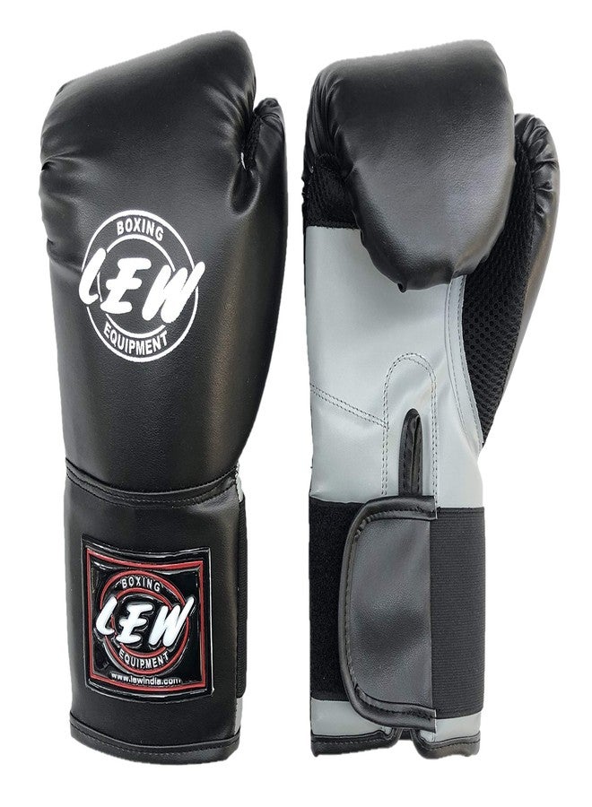 LEW 10OZ Black/Grey Training Boxing Gloves - Image 1