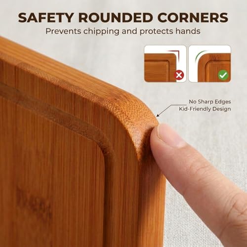 HKKZYT Deep-Carbonized Wood Cutting Board Set, HKKZYT 3 Pack Bamboo Chopping Boards for Kitchen with Side Handles, Charcuterie Board Juice Groove Knife-Friendly for Heavy Duty - Image 5