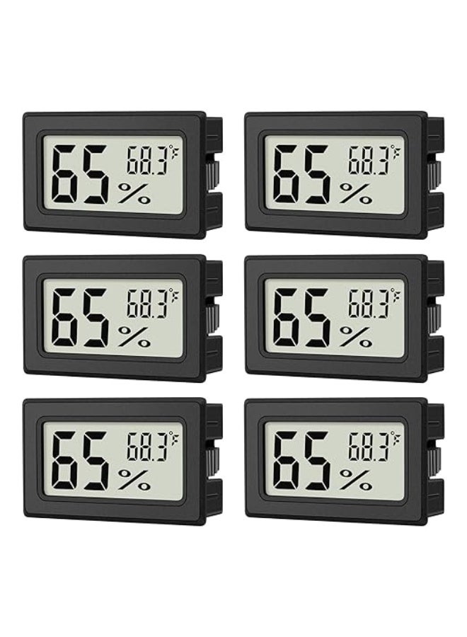 مجموعة من 6 أجهزة قياس الرطوبة الصغيرة، مقياس رطوبة رقمي صغير، مقياس درجة حرارة ورطوبة داخلي، مقياس حرارة ورطوبة داخلي بالفهرنهايت (℉) للثدييات الزاحفة، برطمانات الزواحف، الثلاجة - Image 1
