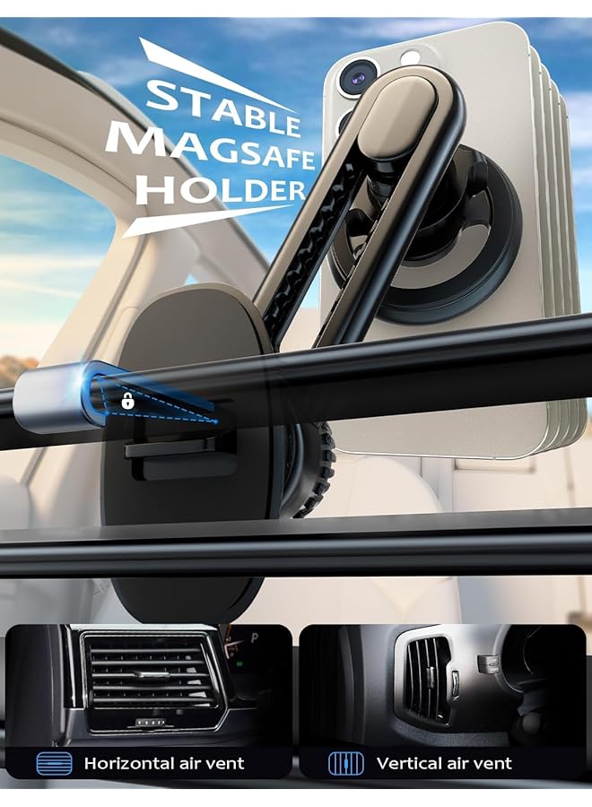 Excefore Magnetic Car Phone Holder With Strong Magnetic Force And 360 Degree Rotation For Easy Installation Compatible With Magsafe Iphone And Android Phones - Image 4