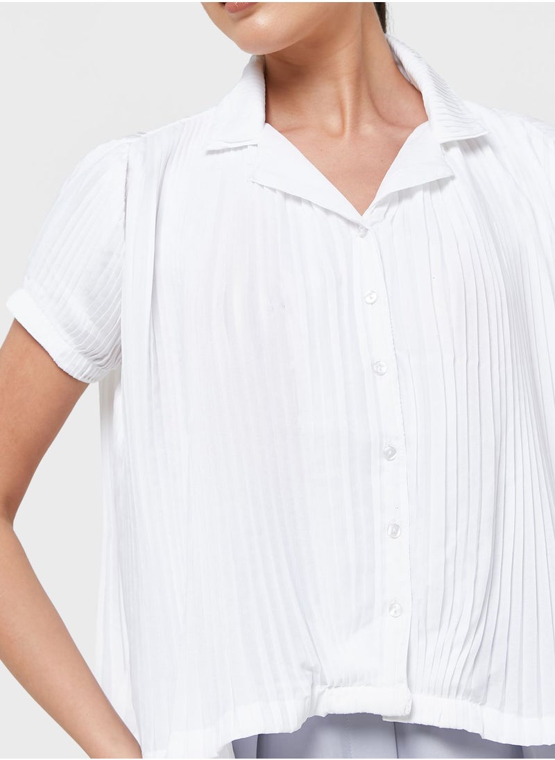 ELLA - Textured Button Down Top - Image 1