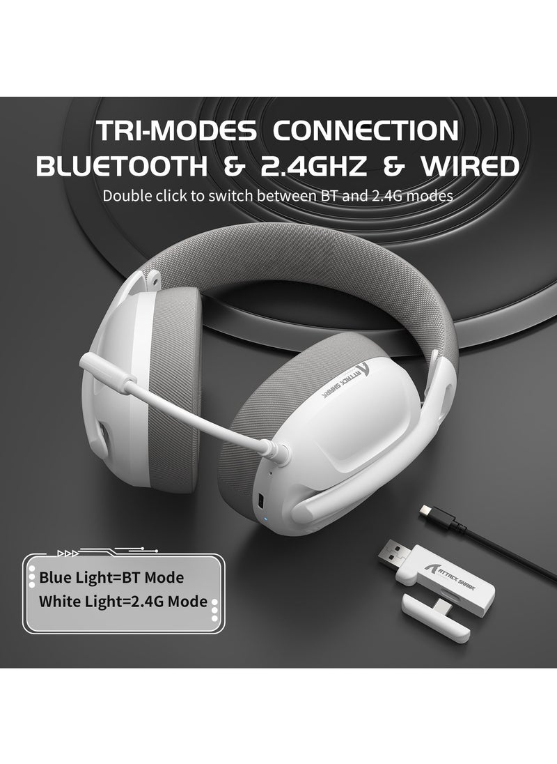 ATTACK SHARK L80 PRO Light Weight Gaming Headset 2.4Ghz/Bluetooth/3.5mm 3-mode for PS5 PS4 PC Mobile Tablet