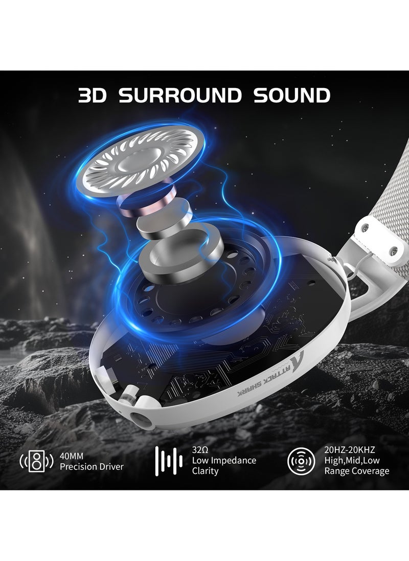 ATTACK SHARK L80 PRO Light Weight Gaming Headset 2.4Ghz/Bluetooth/3.5mm 3-mode for PS5 PS4 PC Mobile Tablet