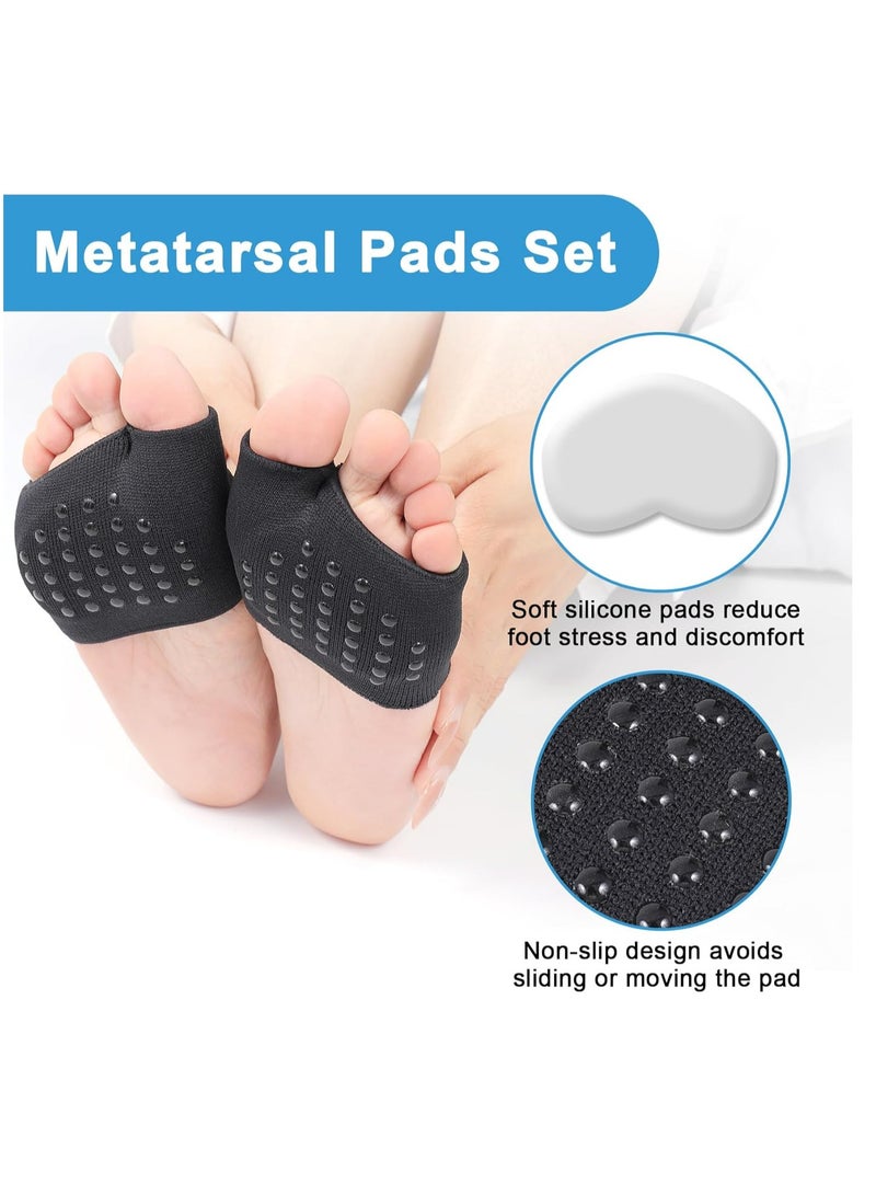 أوزيغالور 2 عبوة من وسادات مشط القدم، وسائد كرة القدم، قماش أسود مع حشوات جل، مقاس L، للجنسين - Image 2