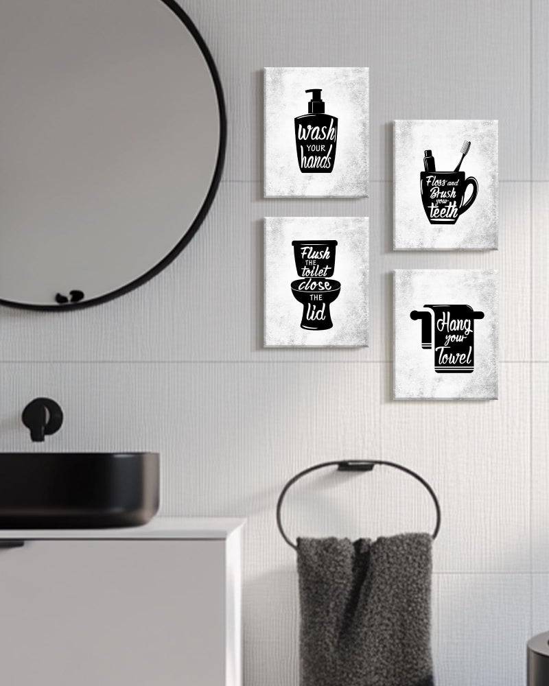 Drsoum Bathroom Wall Decor Framed Wall Art Funny Toilet Signs Quotes Wall Decor Small Bathroom Pictures for Bath Wall Set of 4 8x10 inch(Framed) - Image 5