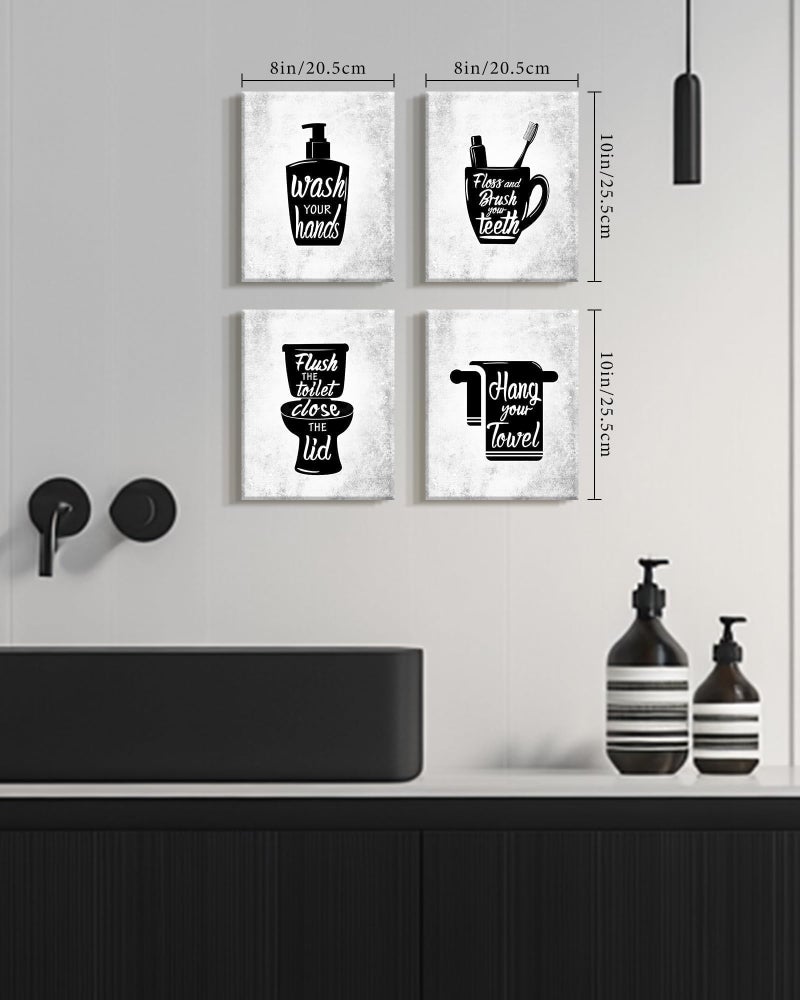 Drsoum Bathroom Wall Decor Framed Wall Art Funny Toilet Signs Quotes Wall Decor Small Bathroom Pictures for Bath Wall Set of 4 8x10 inch(Framed) - Image 2