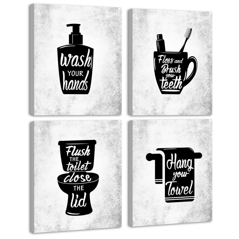 Drsoum Bathroom Wall Decor Framed Wall Art Funny Toilet Signs Quotes Wall Decor Small Bathroom Pictures for Bath Wall Set of 4 8x10 inch(Framed) - Image 1